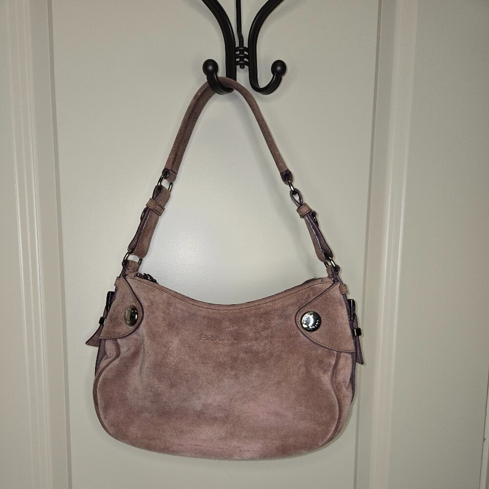 Prada Buffalo Snaps Dusty Rose Shoulder Bag View 3